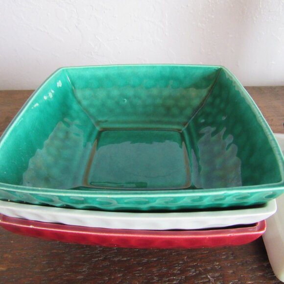 Set of 4 Floral Dishes with Interchangeable Lid Ceramical, USA - Picture 4 of 8